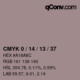 カラーコード: CMYK 0 / 14 / 13 / 37 | qconv.com