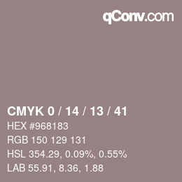 カラーコード: CMYK 0 / 14 / 13 / 41 | qconv.com