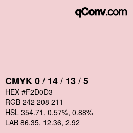 カラーコード: CMYK 0 / 14 / 13 / 5 | qconv.com
