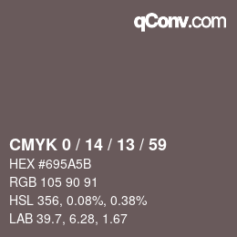 カラーコード: CMYK 0 / 14 / 13 / 59 | qconv.com