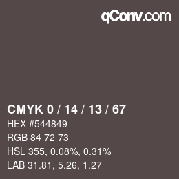 カラーコード: CMYK 0 / 14 / 13 / 67 | qconv.com