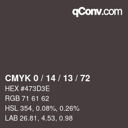 カラーコード: CMYK 0 / 14 / 13 / 72 | qconv.com