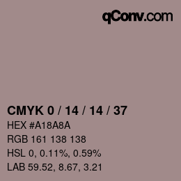 カラーコード: CMYK 0 / 14 / 14 / 37 | qconv.com