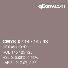 Color code: CMYK 0 / 14 / 14 / 43 | qconv.com