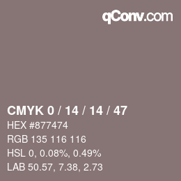 Color code: CMYK 0 / 14 / 14 / 47 | qconv.com
