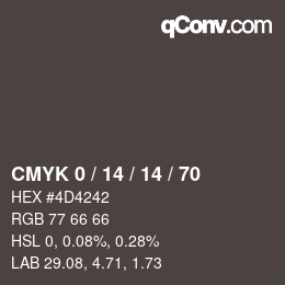 颜色代码: CMYK 0 / 14 / 14 / 70 | qconv.com