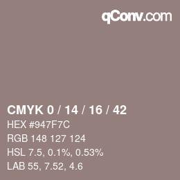カラーコード: CMYK 0 / 14 / 16 / 42 | qconv.com