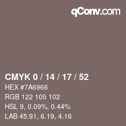 Color code: CMYK 0 / 14 / 17 / 52 | qconv.com