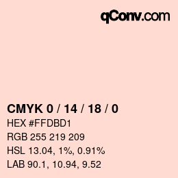 カラーコード: CMYK 0 / 14 / 18 / 0 | qconv.com