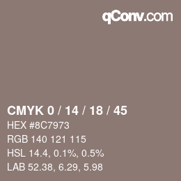 Código de color: CMYK 0 / 14 / 18 / 45 | qconv.com