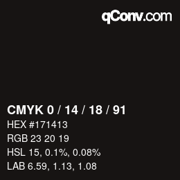 Color code: CMYK 0 / 14 / 18 / 91 | qconv.com