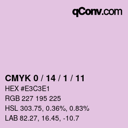 カラーコード: CMYK 0 / 14 / 1 / 11 | qconv.com