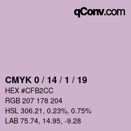 カラーコード: CMYK 0 / 14 / 1 / 19 | qconv.com