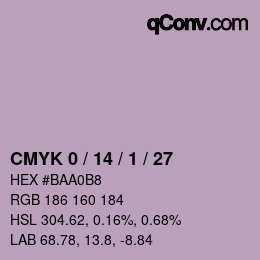 カラーコード: CMYK 0 / 14 / 1 / 27 | qconv.com