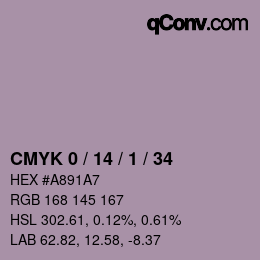 Farbcode: CMYK 0 / 14 / 1 / 34 | qconv.com