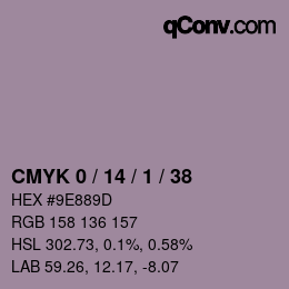 カラーコード: CMYK 0 / 14 / 1 / 38 | qconv.com