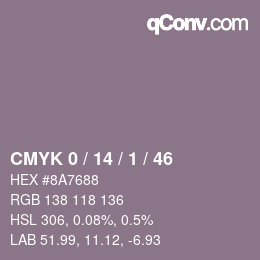 Color code: CMYK 0 / 14 / 1 / 46 | qconv.com