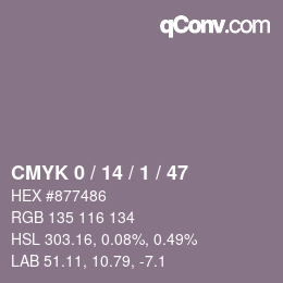 Color code: CMYK 0 / 14 / 1 / 47 | qconv.com