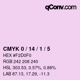 カラーコード: CMYK 0 / 14 / 1 / 5 | qconv.com