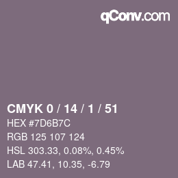 Color code: CMYK 0 / 14 / 1 / 51 | qconv.com