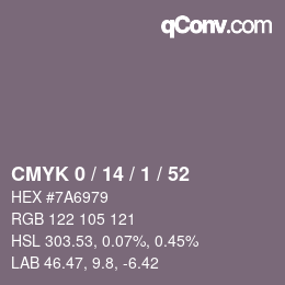 Color code: CMYK 0 / 14 / 1 / 52 | qconv.com