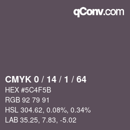 カラーコード: CMYK 0 / 14 / 1 / 64 | qconv.com
