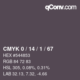 カラーコード: CMYK 0 / 14 / 1 / 67 | qconv.com