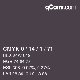 Color code: CMYK 0 / 14 / 1 / 71 | qconv.com