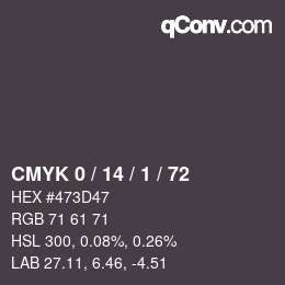 Color code: CMYK 0 / 14 / 1 / 72 | qconv.com