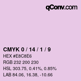 カラーコード: CMYK 0 / 14 / 1 / 9 | qconv.com