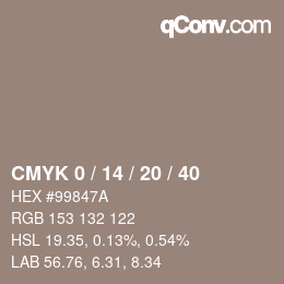 カラーコード: CMYK 0 / 14 / 20 / 40 | qconv.com
