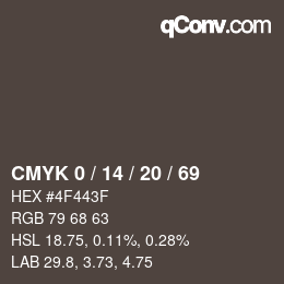 Color code: CMYK 0 / 14 / 20 / 69 | qconv.com