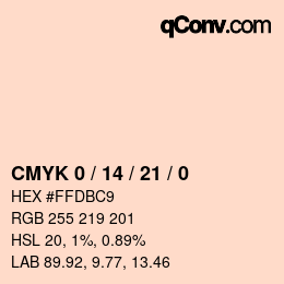 Color code: CMYK 0 / 14 / 21 / 0 | qconv.com