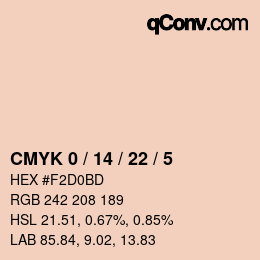 カラーコード: CMYK 0 / 14 / 22 / 5 | qconv.com