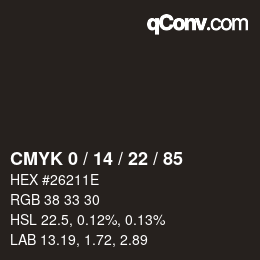 Color code: CMYK 0 / 14 / 22 / 85 | qconv.com