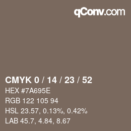 颜色代码: CMYK 0 / 14 / 23 / 52 | qconv.com