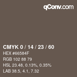 カラーコード: CMYK 0 / 14 / 23 / 60 | qconv.com