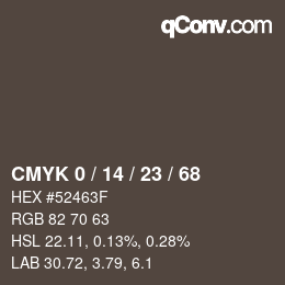 カラーコード: CMYK 0 / 14 / 23 / 68 | qconv.com