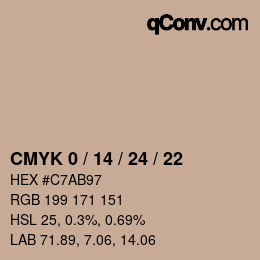 カラーコード: CMYK 0 / 14 / 24 / 22 | qconv.com