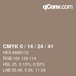 カラーコード: CMYK 0 / 14 / 24 / 41 | qconv.com