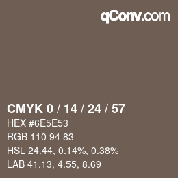 カラーコード: CMYK 0 / 14 / 24 / 57 | qconv.com