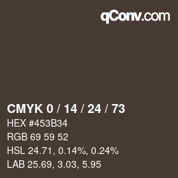 カラーコード: CMYK 0 / 14 / 24 / 73 | qconv.com