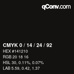 カラーコード: CMYK 0 / 14 / 24 / 92 | qconv.com