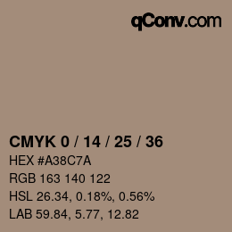 カラーコード: CMYK 0 / 14 / 25 / 36 | qconv.com