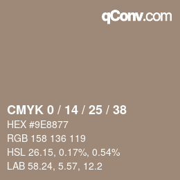 カラーコード: CMYK 0 / 14 / 25 / 38 | qconv.com