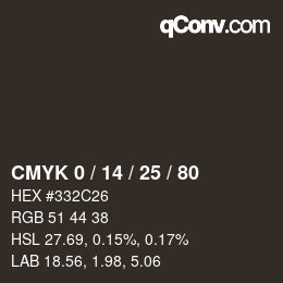 Farbcode: CMYK 0 / 14 / 25 / 80 | qconv.com