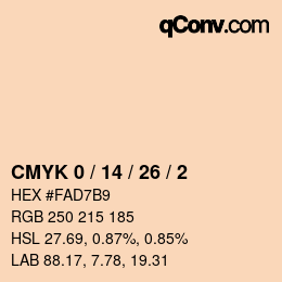 カラーコード: CMYK 0 / 14 / 26 / 2 | qconv.com