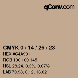 カラーコード: CMYK 0 / 14 / 26 / 23 | qconv.com