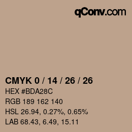 カラーコード: CMYK 0 / 14 / 26 / 26 | qconv.com