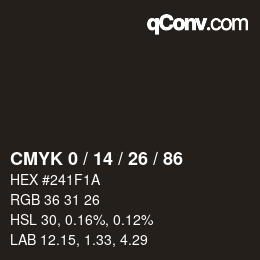 Farbcode: CMYK 0 / 14 / 26 / 86 | qconv.com